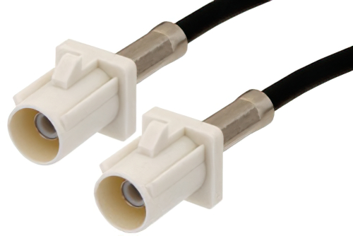 White FAKRA Plug to FAKRA Plug Cable 60 Inch Length Using PE-C100-LSZH Coax