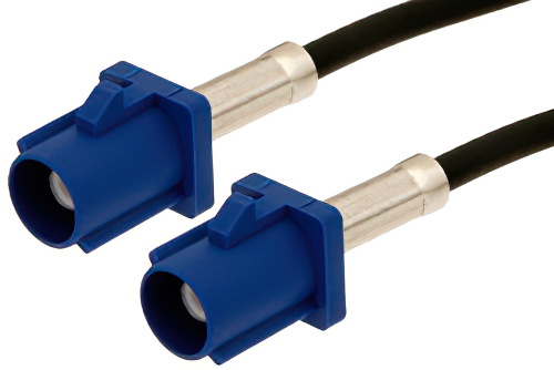 Blue FAKRA Plug to FAKRA Plug Cable 36 Inch Length Using PE-C100-LSZH Coax