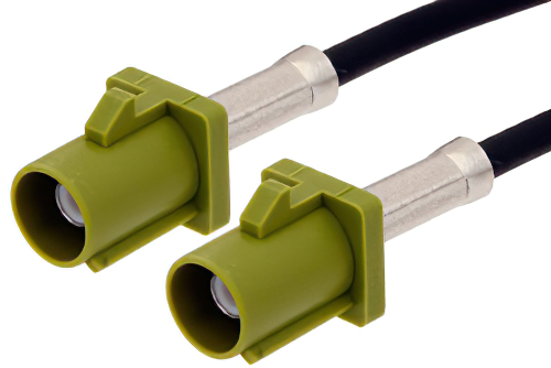 Curry FAKRA Plug to FAKRA Plug Cable 36 Inch Length Using PE-C100-LSZH Coax