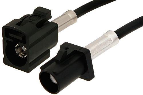 Black FAKRA Plug to FAKRA Jack Cable 24 Inch Length Using PE-C100-LSZH Coax