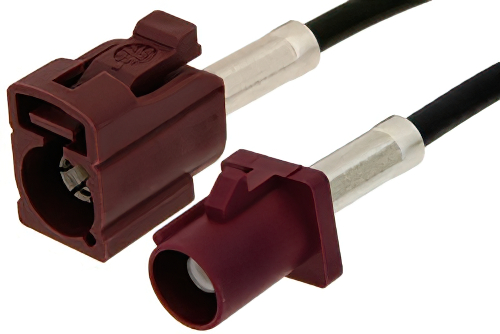 Bordeaux FAKRA Plug to FAKRA Jack Cable 12 Inch Length Using PE-C100-LSZH Coax