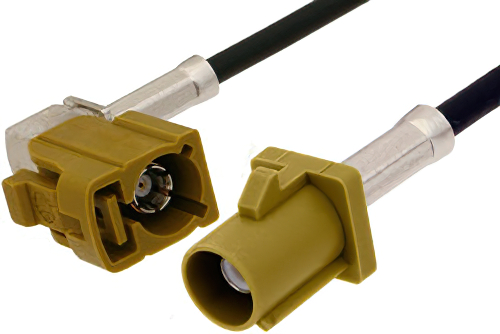 Curry FAKRA Plug to FAKRA Jack Right Angle Cable 36 Inch Length Using PE-C100-LSZH Coax