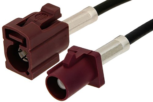 Bordeaux FAKRA Plug to FAKRA Jack Cable 12 Inch Length Using RG174 Coax
