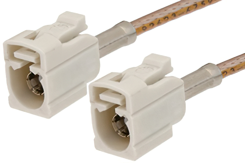 White FAKRA Jack to FAKRA Jack Cable 36 Inch Length Using RG316 Coax