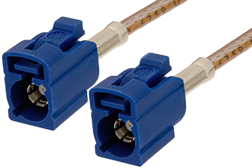 Blue FAKRA Jack to FAKRA Jack Cable 60 Inch Length Using RG316 Coax