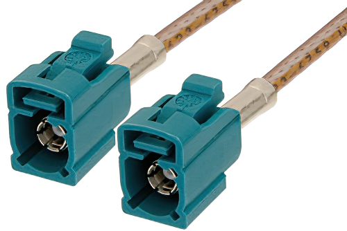 Water Blue FAKRA Jack to FAKRA Jack Cable 48 Inch Length Using RG316 Coax