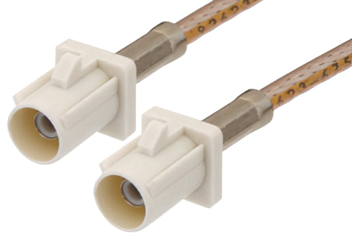 White FAKRA Plug to FAKRA Plug Cable 12 Inch Length Using RG316 Coax