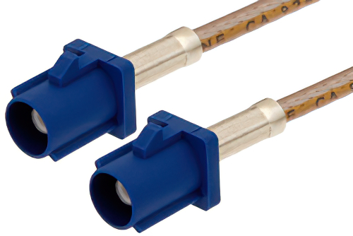 Blue FAKRA Plug to FAKRA Plug Cable 24 Inch Length Using RG316 Coax