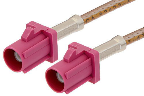 Violet FAKRA Plug to FAKRA Plug Cable 60 Inch Length Using RG316 Coax