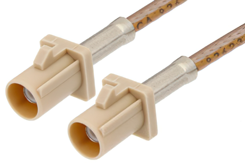 Beige FAKRA Plug to FAKRA Plug Cable 24 Inch Length Using RG316 Coax