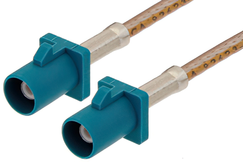 Water Blue FAKRA Plug to FAKRA Plug Cable 48 Inch Length Using RG316 Coax