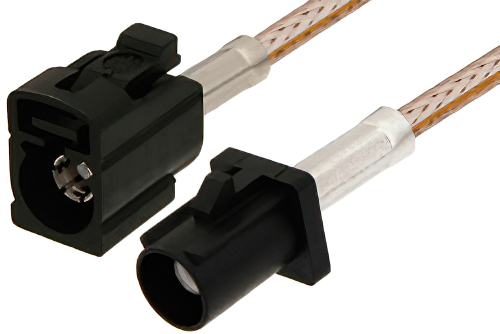 Black FAKRA Plug to FAKRA Jack Cable 60 Inch Length Using RG316 Coax