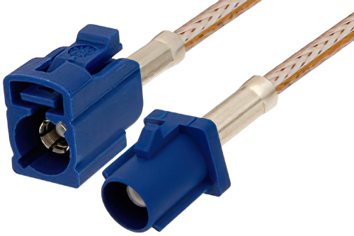 Blue FAKRA Plug to FAKRA Jack Cable 24 Inch Length Using RG316 Coax