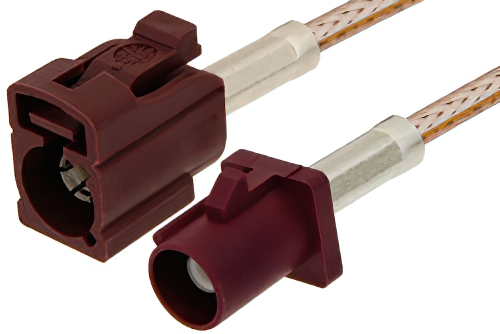 Bordeaux FAKRA Plug to FAKRA Jack Cable 48 Inch Length Using RG316 Coax