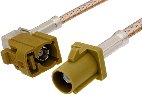 Curry FAKRA Plug to FAKRA Jack Right Angle Cable 24 Inch Length Using RG316 Coax