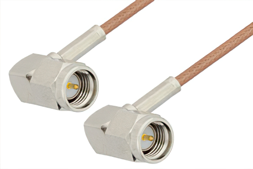 SMA Male Right Angle to SMA Male Right Angle Cable 60 Inch Length Using RG178 Coax, RoHS