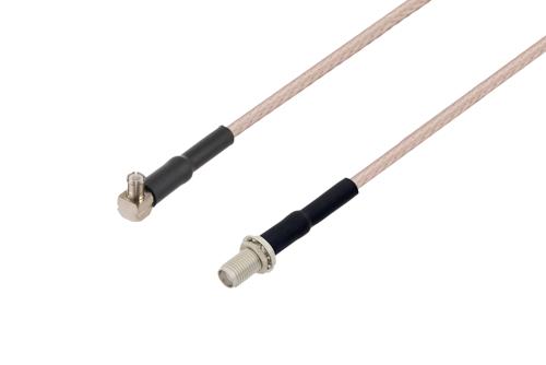 MCX Plug Right Angle to SMA Female Bulkhead Cable Using RG316-DS Coax with HeatShrink