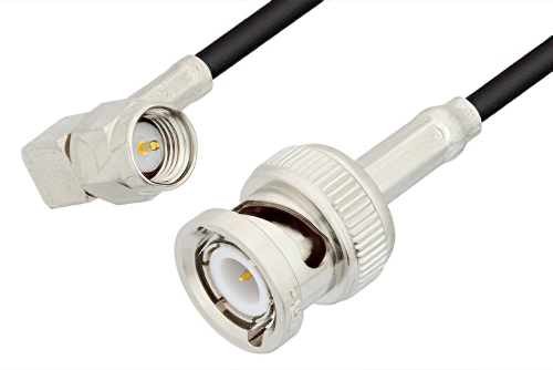 SMA Male Right Angle to BNC Male Cable 60 Inch Length Using RG174 Coax
