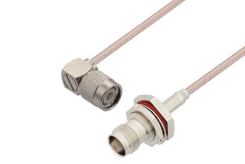 TNC Male Right Angle to TNC Female Bulkhead Cable Using RG316-DS Coax