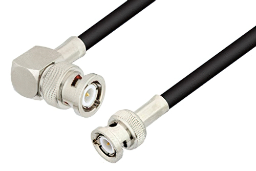 BNC Male to BNC Male Right Angle Cable Using PE-C240 Coax