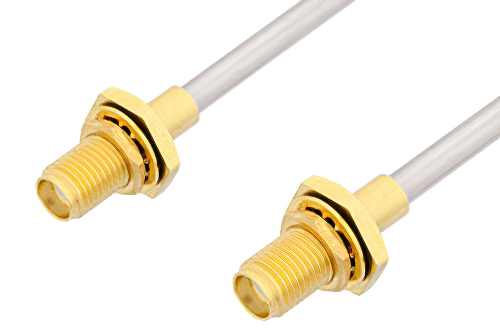 SMA Female Bulkhead to SMA Female Bulkhead Cable 12 Inch Length Using PE-SR402AL Coax