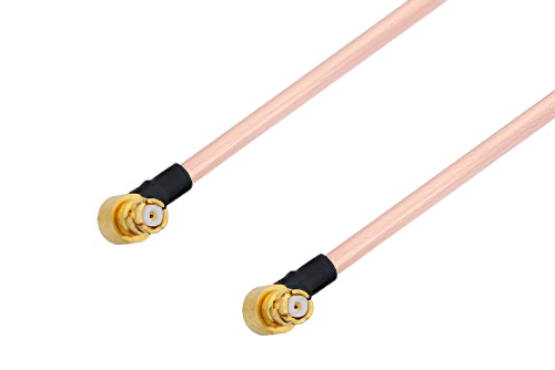 SMP Female Right Angle to SMP Female Right Angle Cable Using RG405 Coax with HeatShrink and 180 Deg. Clock