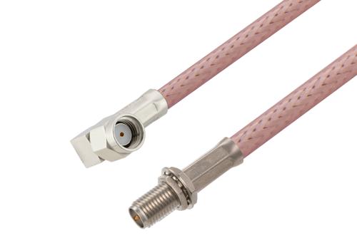 Reverse Polarity SMA Plug Right Angle to Reverse Polarity SMA Jack Bulkhead Cable Using RG142 Coax