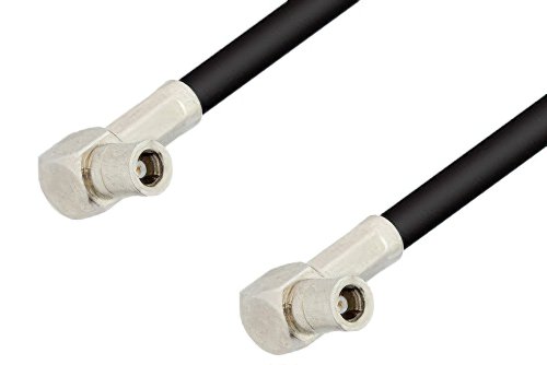 SMB Plug Right Angle to SMB Plug Right Angle Cable 12 Inch Length Using PE-C195 Coax