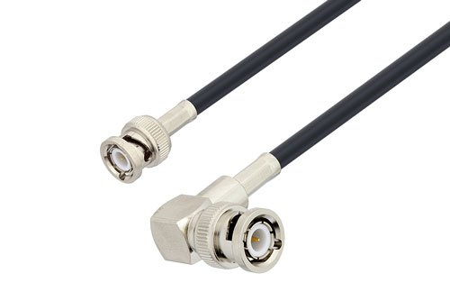 BNC Male to BNC Male Right Angle Low Loss Cable Using PE-C195 Coax