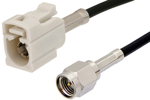 SMA Male to White FAKRA Jack Cable 12 Inch Length Using RG174 Coax