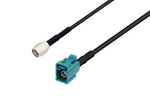 SMA Male to Water Blue FAKRA Jack Cable Using RG174 Coax with HeatShrink