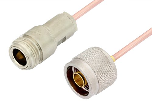 N Male to N Female Cable 12 Inch Length Using RG405 Coax, RoHS