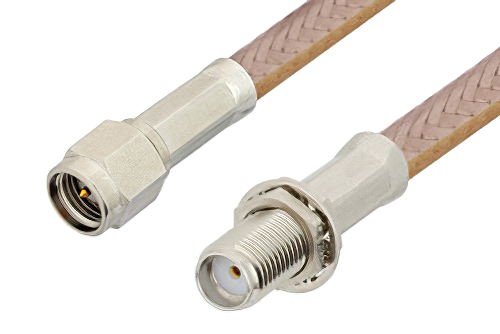 SMA Male to SMA Female Bulkhead Cable 48 Inch Length Using RG400 Coax, RoHS