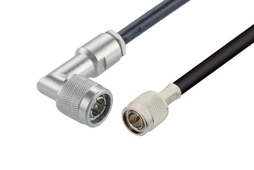 75 Ohm TNC Male to 75 Ohm TNC Male Right Angle Cable Using 75 Ohm RG59 Coax