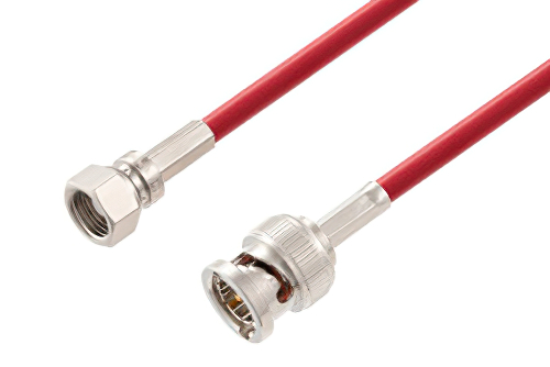 75 Ohm SMC Plug to 75 Ohm BNC Male Cable 48 Inch Length Using 75 Ohm PE-B159-RD Red Coax