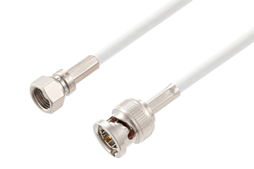 75 Ohm SMC Plug to 75 Ohm BNC Male Cable 12 Inch Length Using 75 Ohm PE-B159-WH White Coax