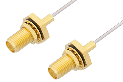 SMA Female Bulkhead to SMA Female Bulkhead Cable 60 Inch Length Using PE-SR047AL Coax