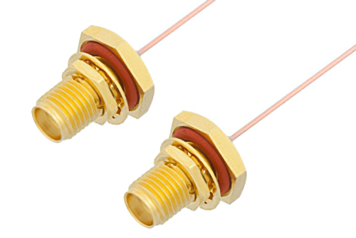 SMA Female Bulkhead to SMA Female Bulkhead Cable 24 Inch Length Using PE-020SR Coax, RoHS