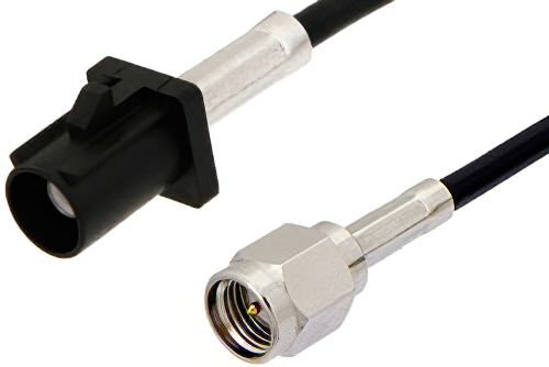 SMA Male to Black FAKRA Plug Cable 12 Inch Length Using PE-C100-LSZH Coax
