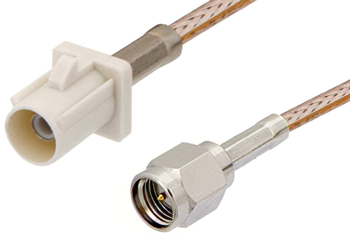 SMA Male to White FAKRA Plug Cable 24 Inch Length Using RG316 Coax