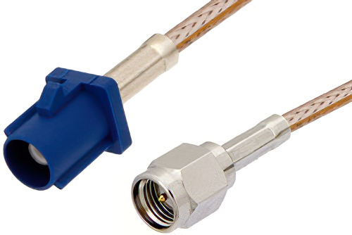 SMA Male to Blue FAKRA Plug Cable 36 Inch Length Using RG316 Coax