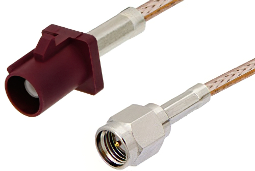 SMA Male to Bordeaux FAKRA Plug Cable 60 Inch Length Using RG316 Coax