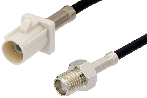 SMA Female to White FAKRA Plug Cable 24 Inch Length Using PE-C100-LSZH Coax