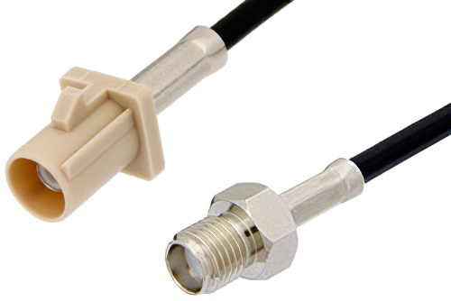 SMA Female to Beige FAKRA Plug Cable 36 Inch Length Using PE-C100-LSZH Coax