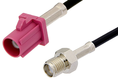 SMA Female to Violet FAKRA Plug Cable 12 Inch Length Using RG174 Coax