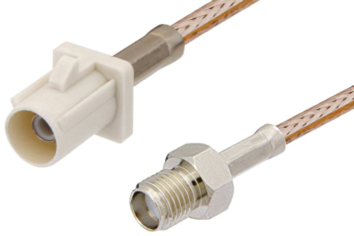 SMA Female to White FAKRA Plug Cable 12 Inch Length Using RG316 Coax