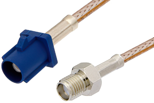 SMA Female to Blue FAKRA Plug Cable 12 Inch Length Using RG316 Coax