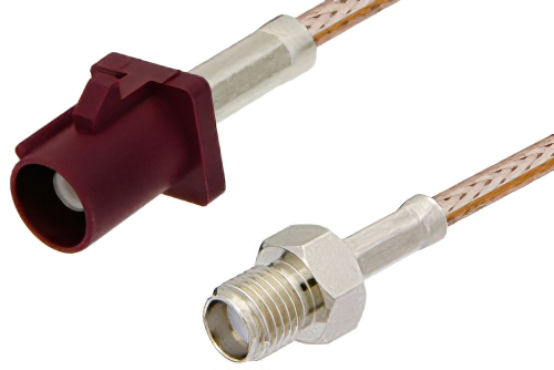 SMA Female to Bordeaux FAKRA Plug Cable 48 Inch Length Using RG316 Coax