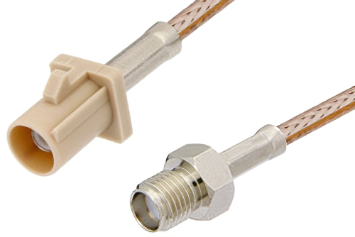 SMA Female to Beige FAKRA Plug Cable 60 Inch Length Using RG316 Coax