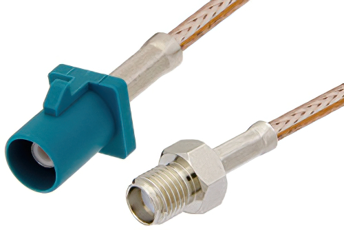 SMA Female to Water Blue FAKRA Plug Cable 12 Inch Length Using RG316 Coax